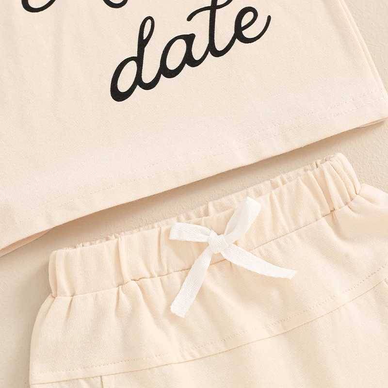 Clothing Sets 2024-03-26 Lioraitiin Baby Boys Summer Outfits Letter Print Short Sleeves T-Shirt and Elastic Shorts Vacation Clothes Set