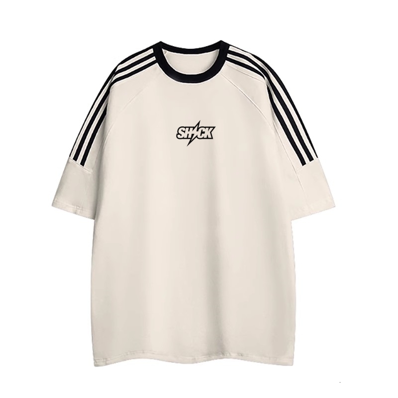 Designer American style three bar pure cotton sports short sleeved T-shirt racing loose top fashionable outdoor sports women's clothing