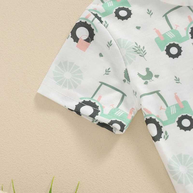 Clothing Sets 2024-03-21 Lioraitiin 0-3Y Toddler Baby Boy Summer Outfits Short Sleeve Farm Print Tops + Shorts Set Clothing
