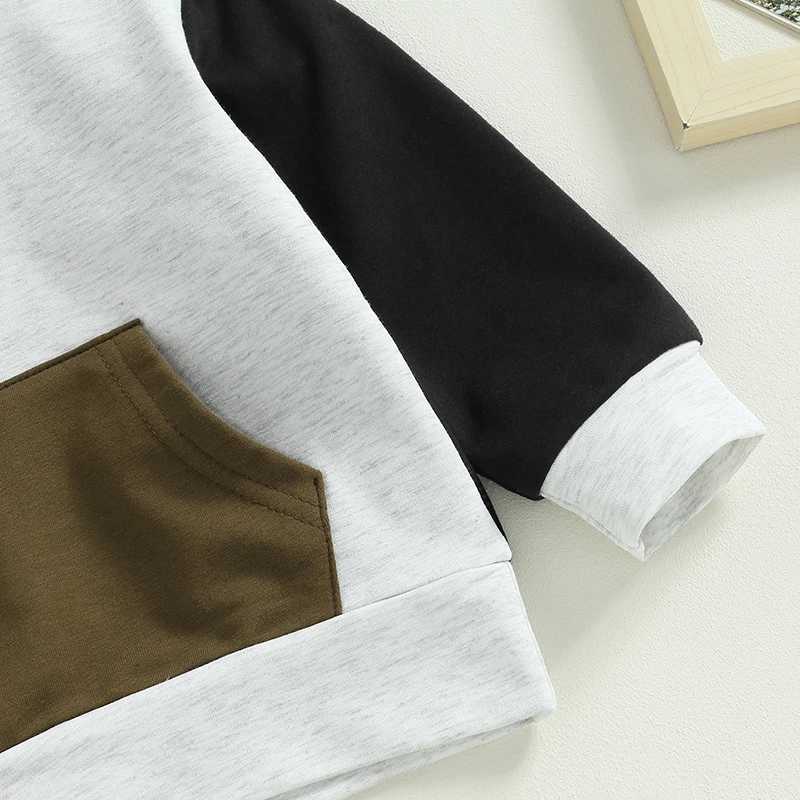 Clothing Sets 2023-06-08 Lioraitiin 0-3Years Infant Baby Boy 2Pcs Clothes Set Contrast Color Long Sleeve Hood Sweatshirt Tops Long Pants Set