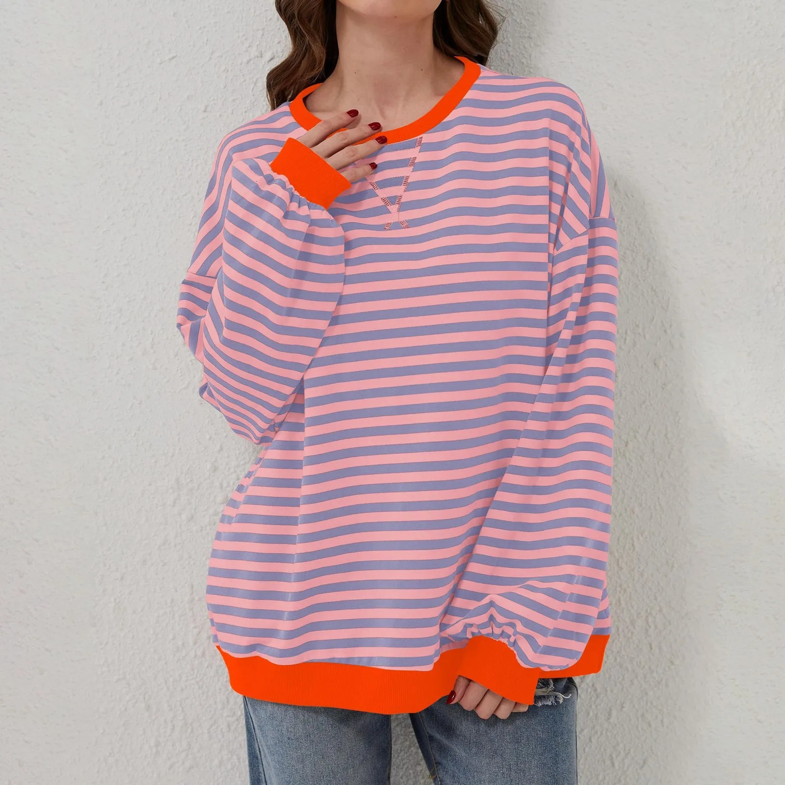 Long Sleeve T Shirt Women Cotton Womens Fashion Striped Turtleneck Tops 240712