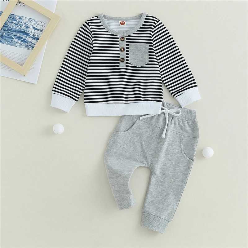 Clothing Sets Autumn Clothes Set Striped Long Sleeve Sweatshirt Casual Sports 2PCS Toddler Boys Clothing Suits Cotton Tops+Sweatpants
