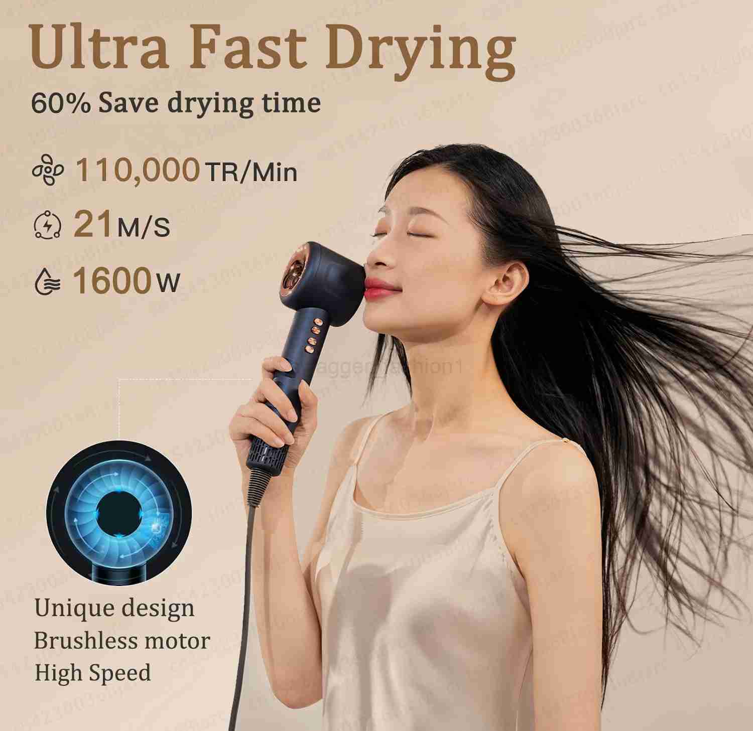 Super Hair Dryer 220V Leafless Hair dryer Personal Hair Care Styling Negative Ion Tool Constant Anion Electric Hair DryersB240715