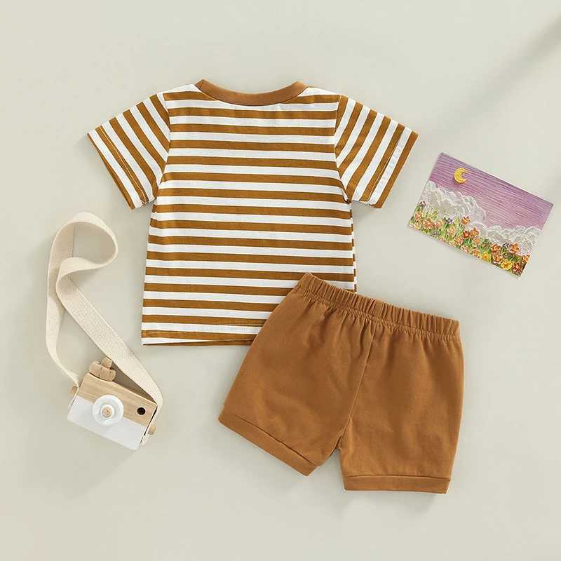 Clothing Sets 0-3Y Toddler Infant Baby Boy Clothes Sets Cotton Short Sleeve Stripes T-shirt with Elastic Waist Shorts Summer Outifts Clothing