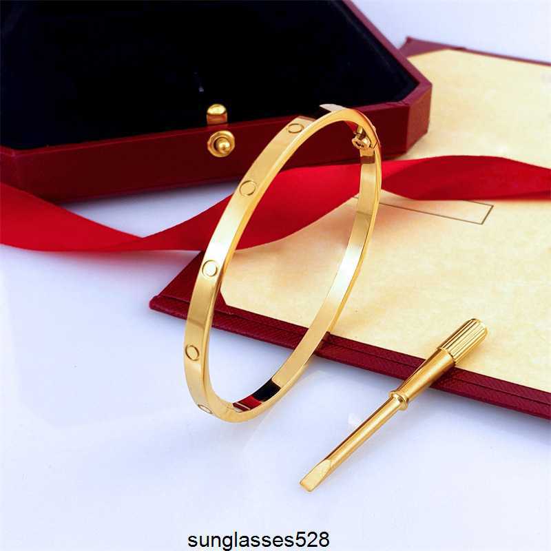 4mm Thin 6th Titanium Steel Classic Designer Bangle Women Men Love Silver18k Gold Screw Screwdriver Nail Bangles Bracelet Couple Jewelry Birthday Gift