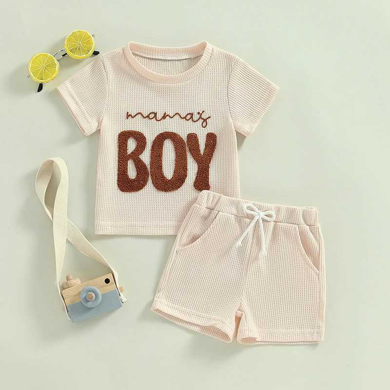 Clothing Sets Summer Baby Boy Clothes Set Short Sleeve Letter Pattern Waffle T-Shirt + Shorts 2Pcs/Sets Toddler Casual Clothes Kids Tracksuits