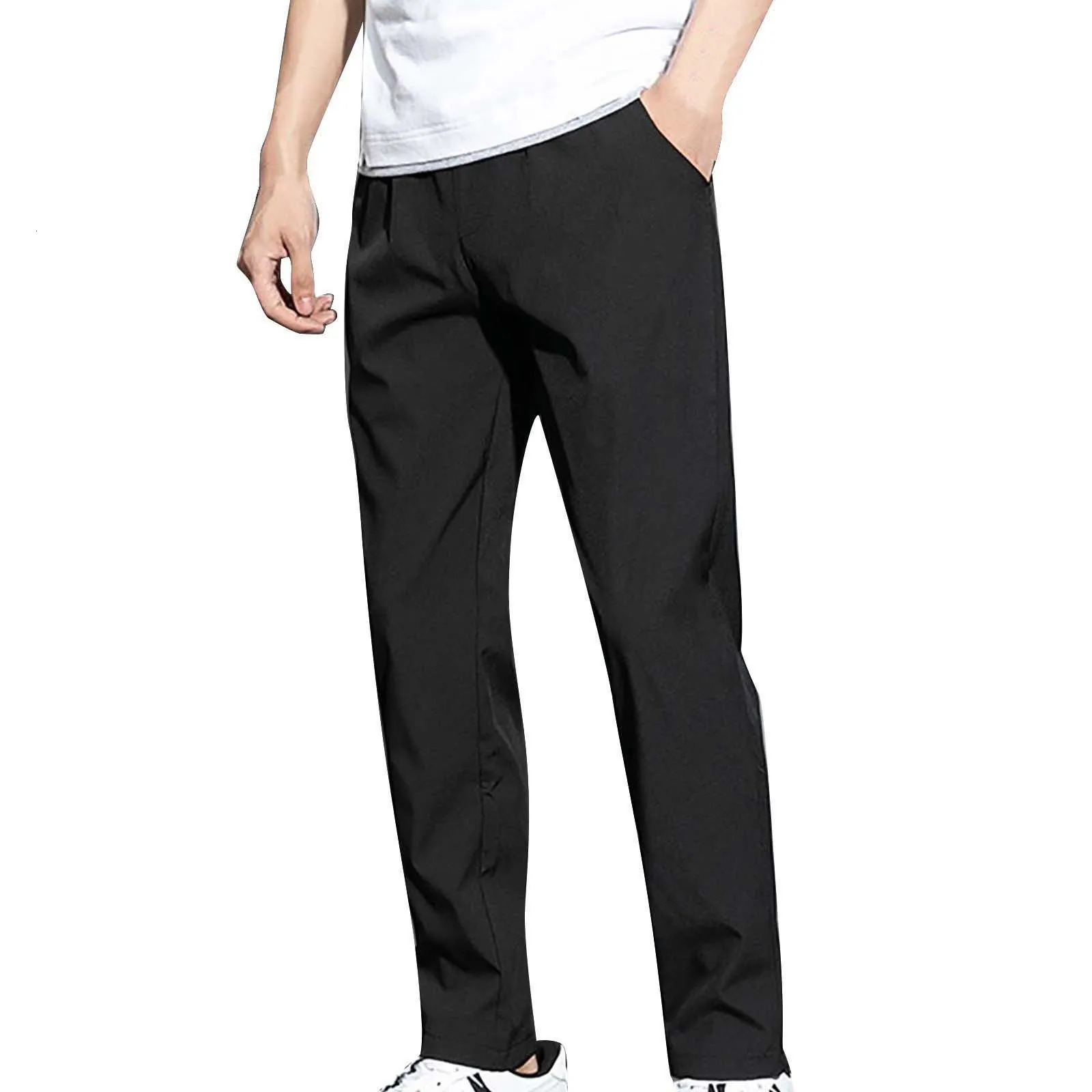 Ice Silk Pants MenS Summer Thin MenS Casual Pants Breathable Strap Loose High Elastic Quick Drying Air Conditioning Chinos Men 240710