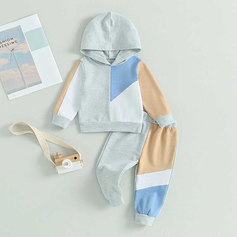 Clothing Sets 2023-06-12 Lioraitiin 0-3Years Infant Baby Boy Girl Autumn 2Pcs Outfit Contrast Color Long Sleeve Hoodies Sweatshirt Long Pant