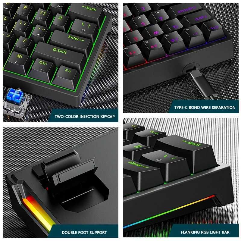 K620 Mini Backlit RGB Gaming Mechanical Keyboard Gamer Mechanic Kit 60 Percent DIY Custom PBT Keycap Hotswap Pink White USB PCM240715