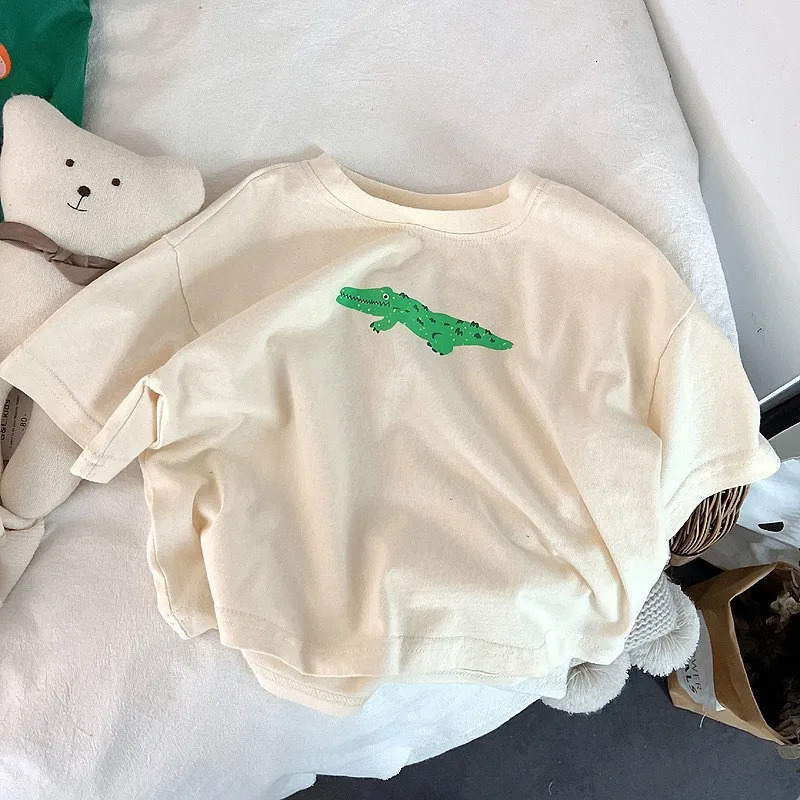 Boutique Childrens Wear Cartoon Tees Kids Clothing Summer T-shirt Korean Style Loose Tops T Shirts Crew-neck Girls Short Sleeve 240704