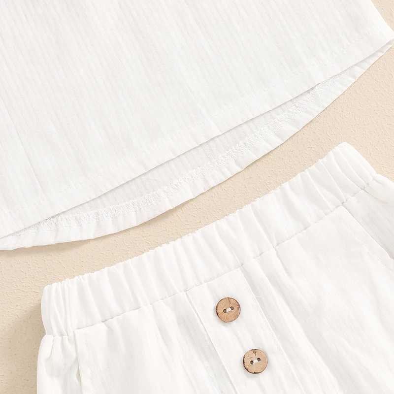 Clothing Sets 2024-04-16 Lioraitiin Kids Boys Shorts Set Single Breasted Round Neck T-shirt Tops Soft Solid Color Shorts Casual Outfits