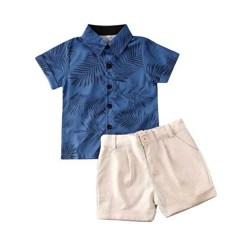 Clothing Sets 2020 Summer Casual Toddler Kids Baby Boys Clothes Short Sleeve Leaf Print Shirt Tops + Short Pants Outfit Clothes 1-6Y