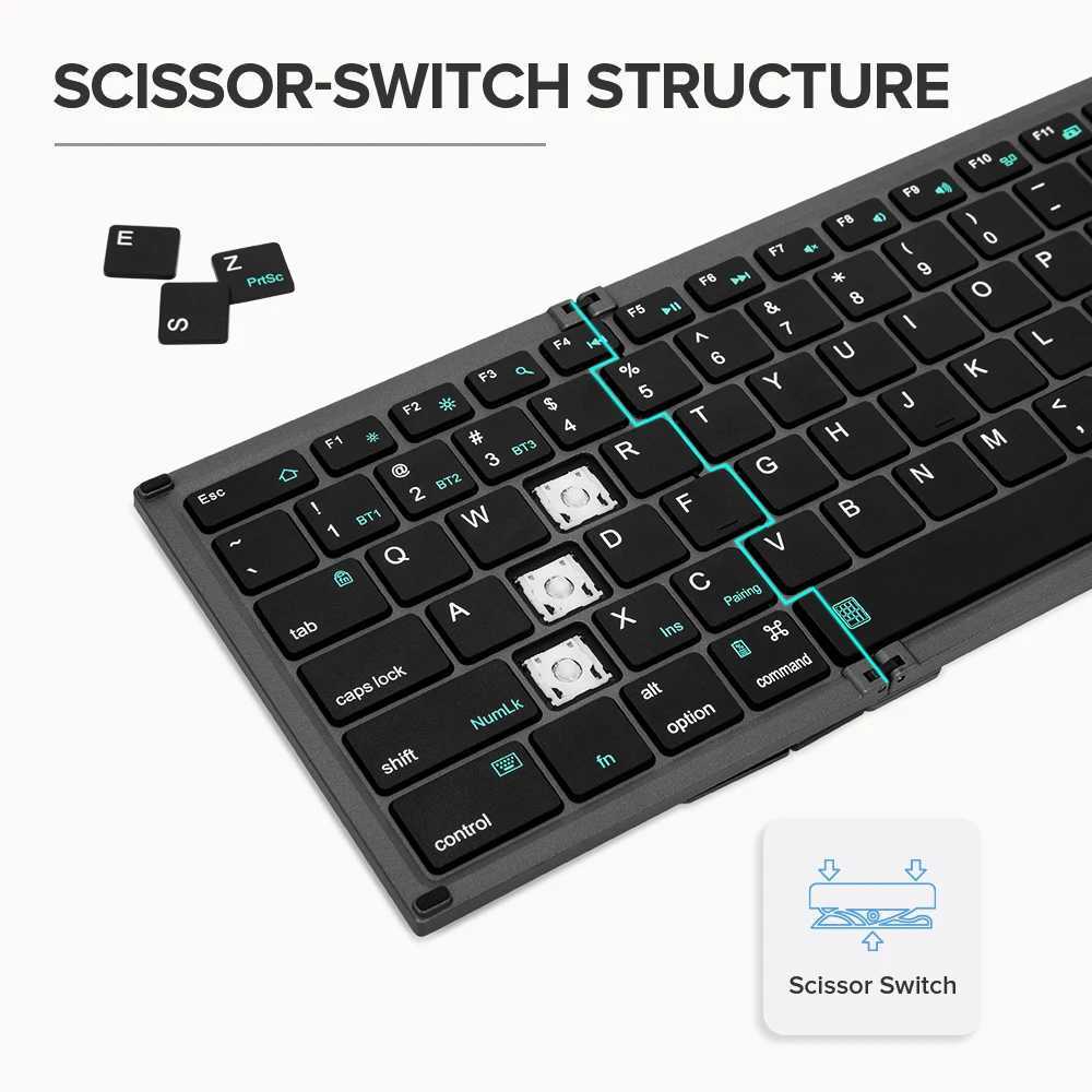 DeLUX KF17 Folding Keyboard Full Size Wireless Bluetooth Keyboard with 2-in-1 Touchpad Portable Compatible Multi-Device KeyboardM240715