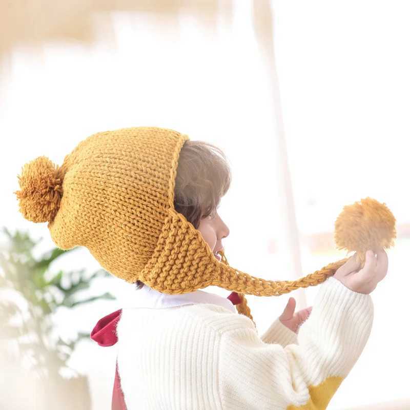Winter baby hat fluffy cotton knitted baby hat girls baby hat baby hatW240715