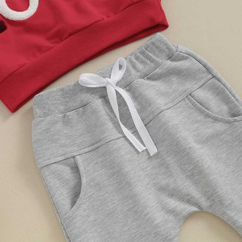 Clothing Sets Toddler Newborn Baby Boys Valentines Day Sets Long Sleeve Letter Print Pullover and Solid Color Drstring Pants Clothing Sets