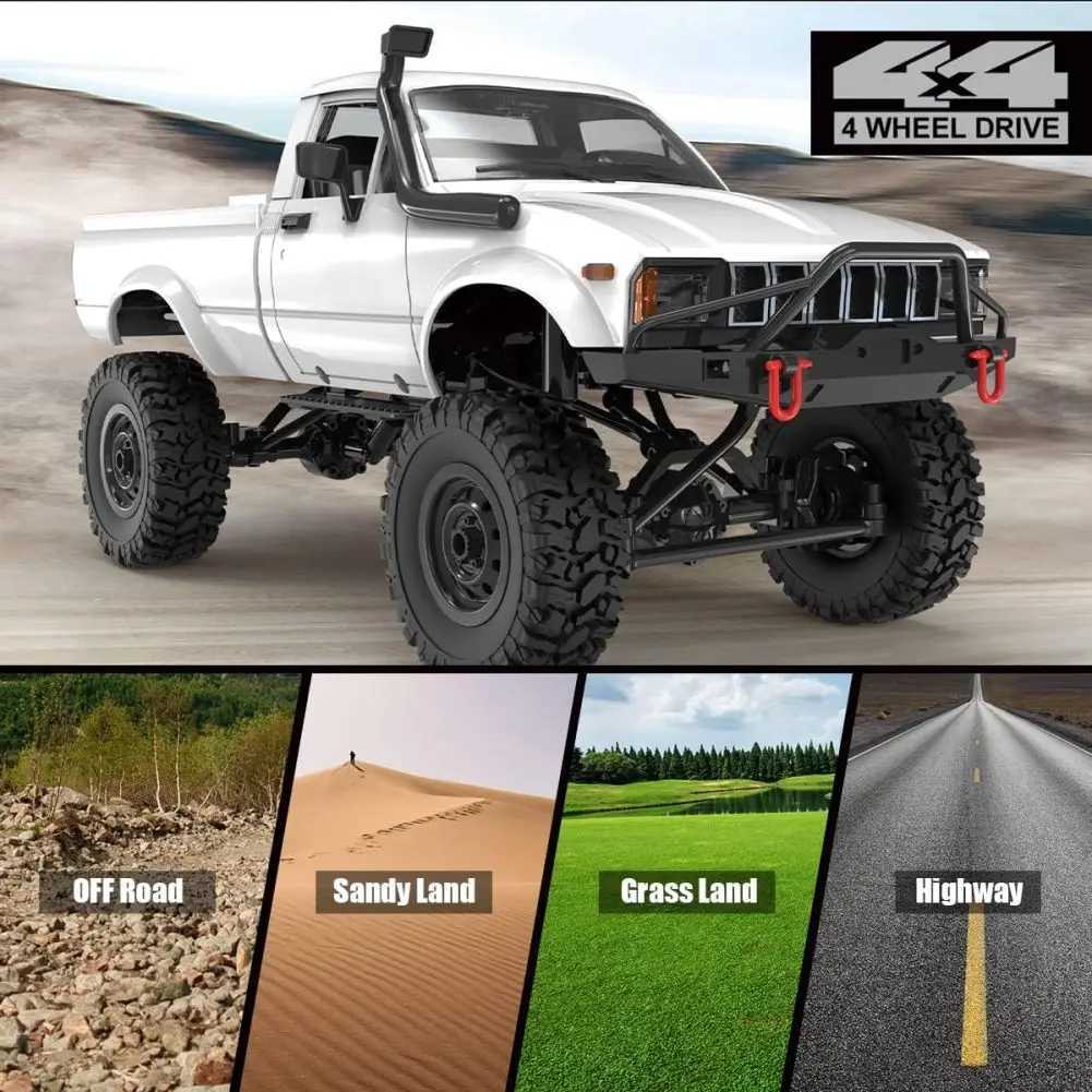 C24-1 2.4Ghz RC Car Crawler 1/16 Scale 4WD Off-road Vehicle Rechargeable Remote Control Climbing Car Model Toys For Kids GiftsM0715