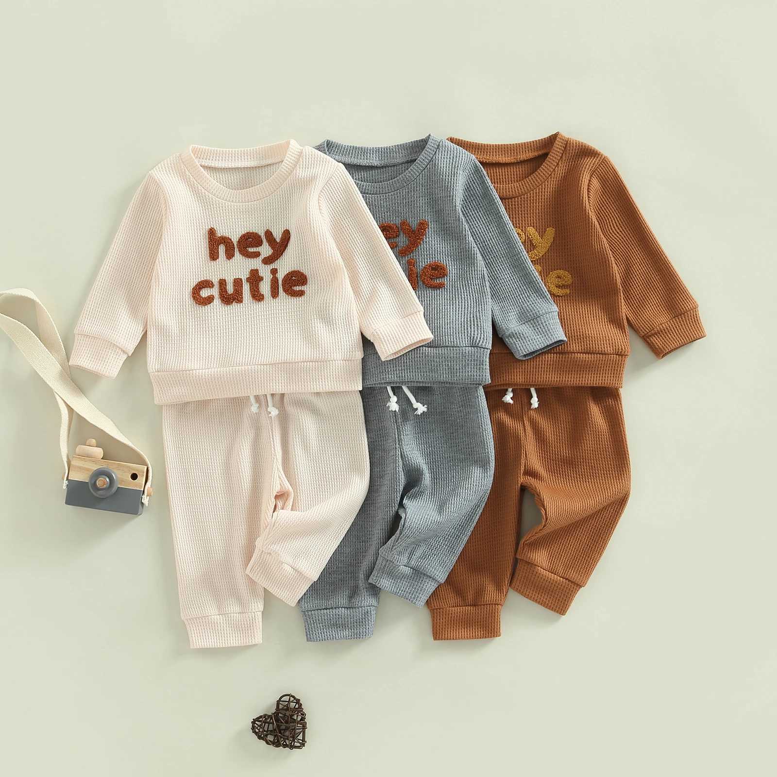 Clothing Sets 2022-09-14 Lioraitiin 0-3Years Toddler Baby Girl Boy 2Pcs Sportswear Outfit Letter Long Sleeve Sweatshirt Tops Sweatpants Set