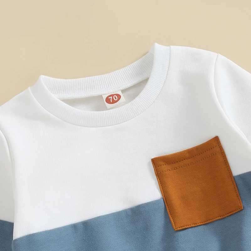 Clothing Sets 2023-05-19 Lioraitiin 0-3T Toddler Boys Fall Outfits Contrast Color Pocket Long Sleeve Sweatshirts Solid Long Pants Clothes Set
