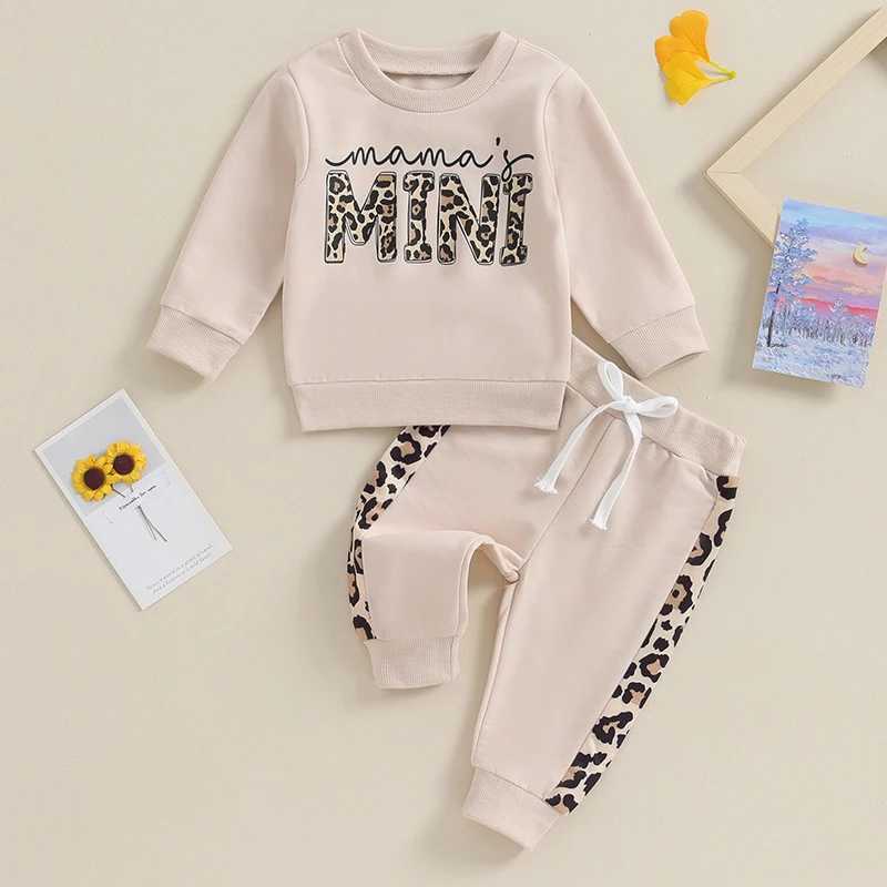 Clothing Sets 2023-09-15 Lioraitiin 0-3Y Newborn Baby Girls Clothing Set Letter Leopard Print Long Sleeve Pullover Strap Pants 2 Pcs Outfit