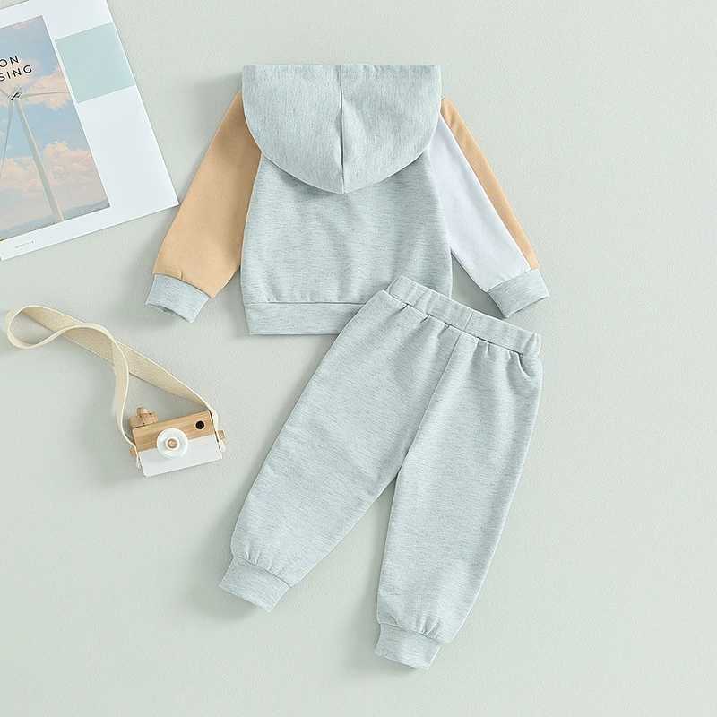 Clothing Sets 2023-06-12 Lioraitiin 0-3Years Infant Baby Boy Girl Autumn 2Pcs Outfit Contrast Color Long Sleeve Hoodies Sweatshirt Long Pant