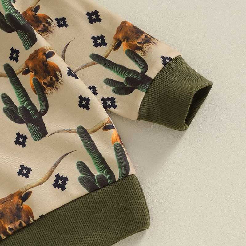 Clothing Sets 2023-09-04 Lioraitiin 0-3Y Toddler Girls Clothing Outfit Western Horse Long Sleeve Sweatshirt Elastic Pant Set Baby Fall Clothes