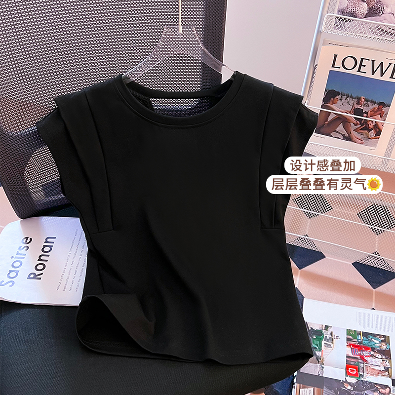 2024 New Fashion Versatile Back Bow Design Feeling Flying Sleeves Summer Fashionable Small Fresh Top