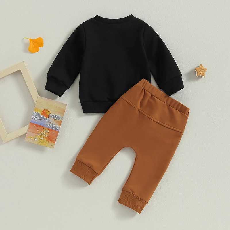 Clothing Sets 2023-06-15 Lioraitiin 0-18M Baby Boys 2Pcs Casual Pants Set Long Sleeve Crew Neck Letters Print Sweatshirt Sweatpants Clothes
