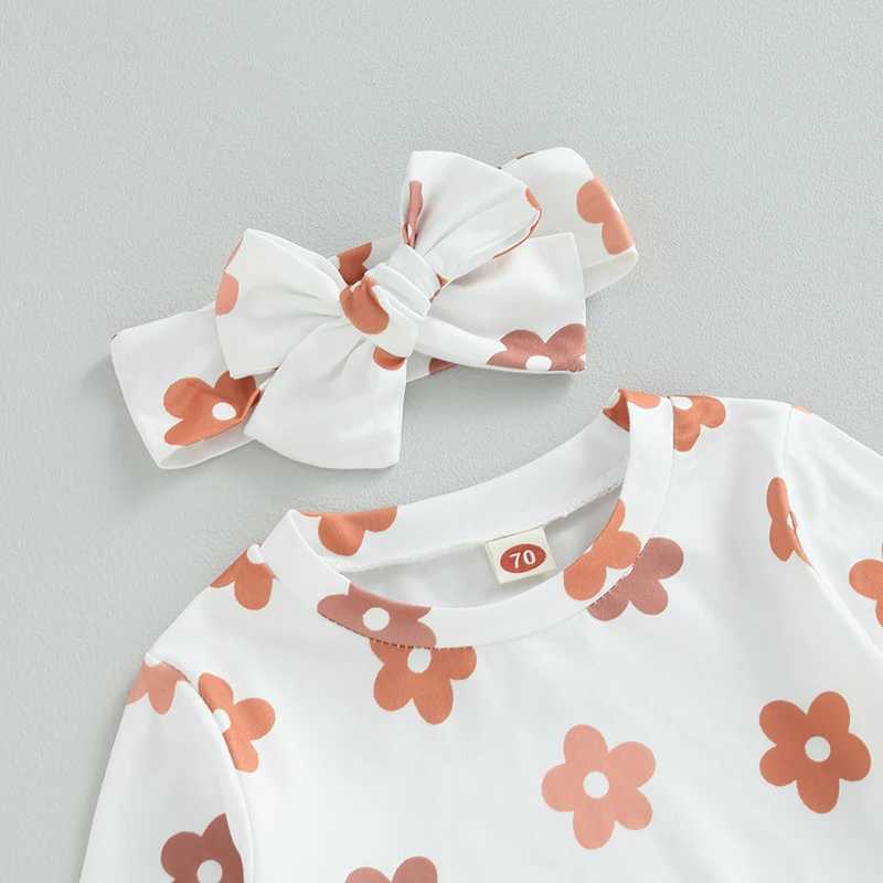 Clothing Sets 2023-06-04 Lioraitiin 0-3Years Infant Toddler Girl 3Pcs Fall Outfits Long Sleeve Floral Sweatshirt + Pants + Headband Set