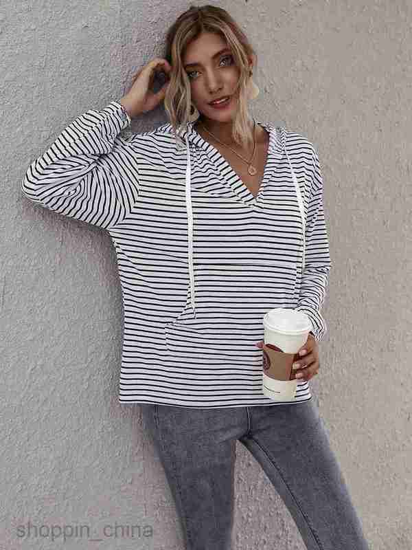 Women Hoodies Sweatshirts Stripe top women's brand women's loose sweater Woman jogging suit