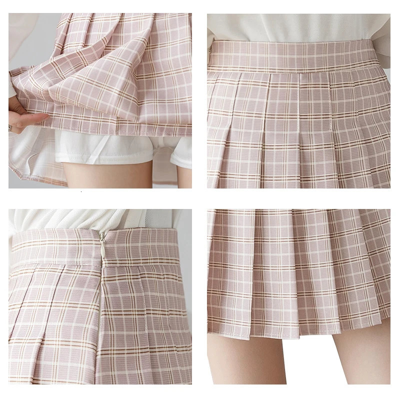 Summer Women Plaid Skirt High Waist Chic Female Pleated Skirts Fashion Harajuku Ladies Mini Skirts Casual Cute Woman Short Skirt 240709