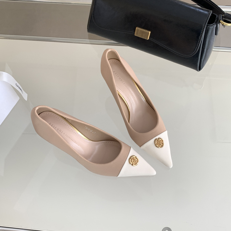 Shipping high Free Skirt pointed heels, fairy slim shoes, gentle style single shoes for spring and summer 2024 Lhshoe