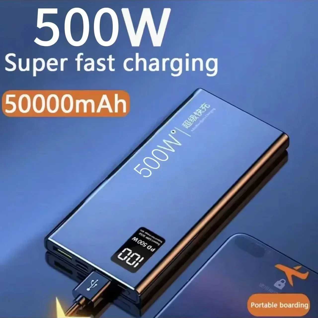 500W Super Fast Charging 50000 MAh Power Bank with 100% Sufficient Capacity for Mobile Power Supply for Various Mobile PhonesM240715