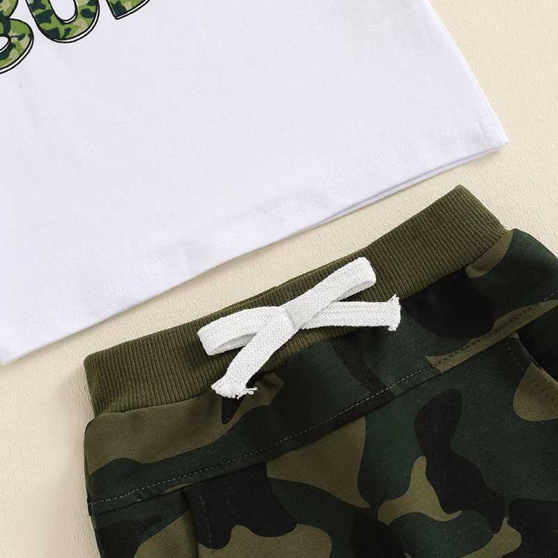 Clothing Sets 2Pcs Baby Boy Summer Outfit Clothing Set Cotton Casual Short Sleeve Letters Print T-shirt with Camouflage Shorts Set For Toddler