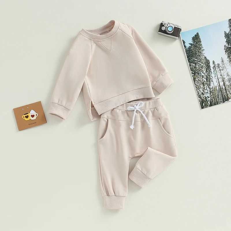 Clothing Sets 2023-06-05 Lioraitiin 0-3Years Toddler Boys Girl 2Pcs Fall Outfits Solid Crew Neck Long Sleeve Sweatshirts Long Pants Clothes