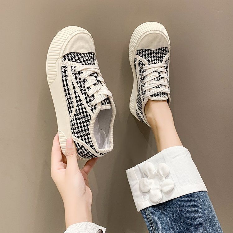 Autumn Spring New Fashionable and Versatile Canvas Casual Sports Board Student Korean Edition Women's Shoes, Thick soled Biscuit Shoes for Women 