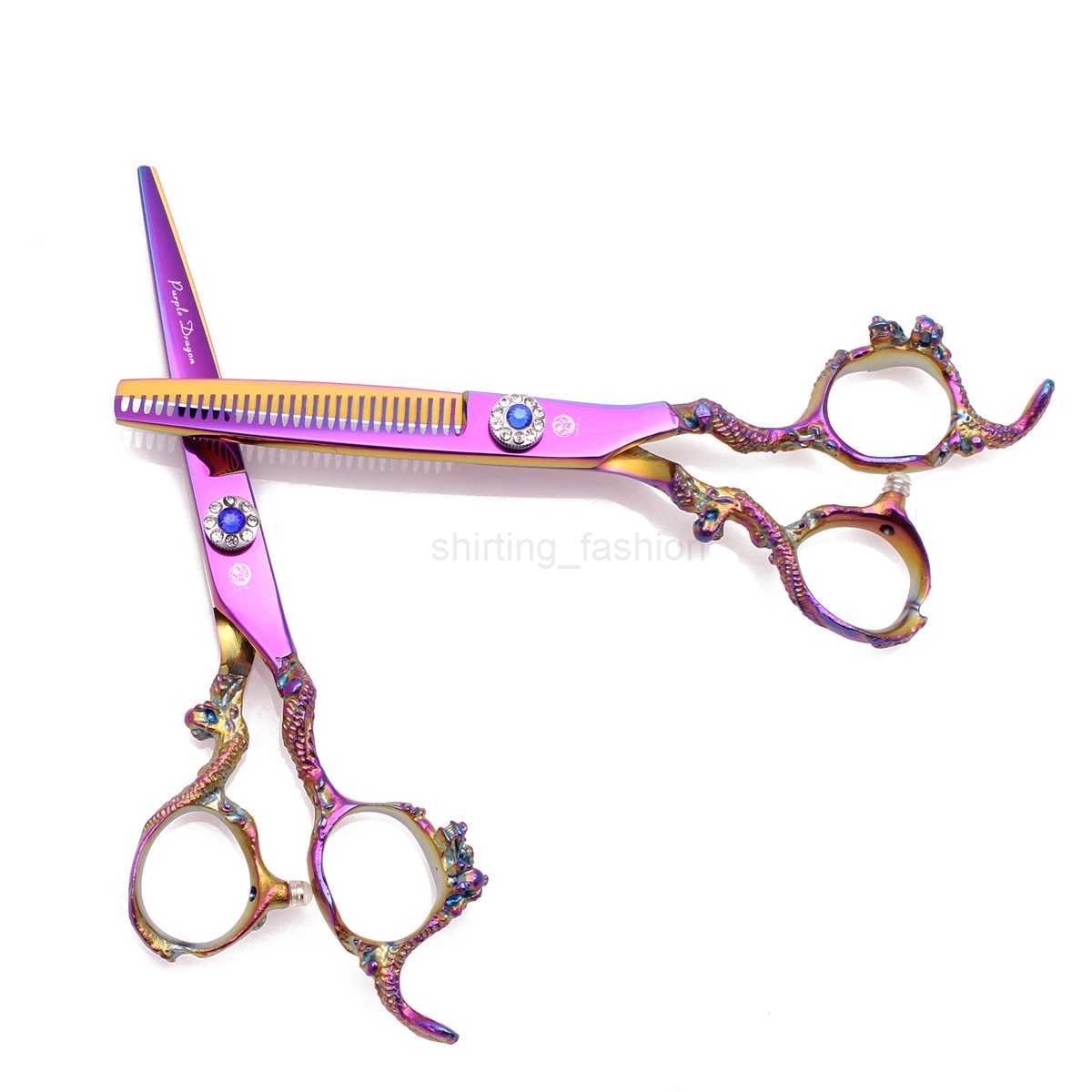 Purple Dragon Professional Hair Scissors 6 Japan 440C Hair Cutting Scissors Thinning Shears Barber Scissors Dropshipping Z9003CL240715