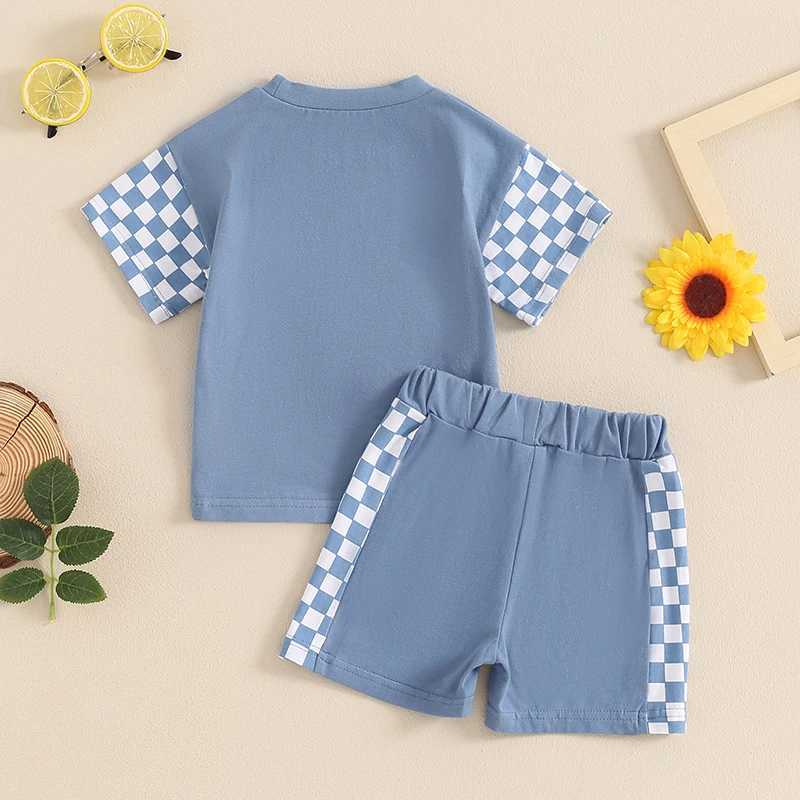 Clothing Sets 2024-04-08 lioraitiin Toddler Baby Boys Summer Outfits Letter Embroidery Short Sleeves T-Shirt and Elastic Shorts Clothes Set