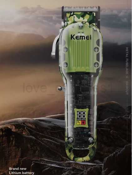 Kemei Km-1926 Transparent Body Digital Display USB Charging Professional Electric Hair Clipper Hair Cutting Machine for MenM240715