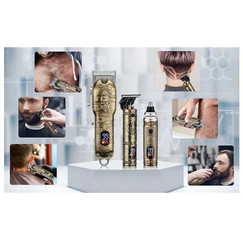 Hair Clippers For Professional Cordless Barber Trimmer Set Beard Trimmer Set USB Rechargeable Hair Cutting Grooming KitZ240715