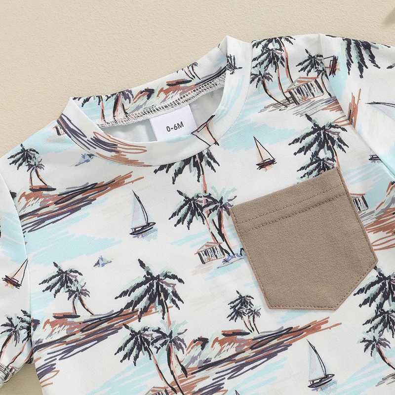 Clothing Sets Toddler Baby Boys Summer Outfits Beach Style Tree Print Short Sleeve T-Shirts Tops Elastic Waist Shorts 2Pcs Clothes Set