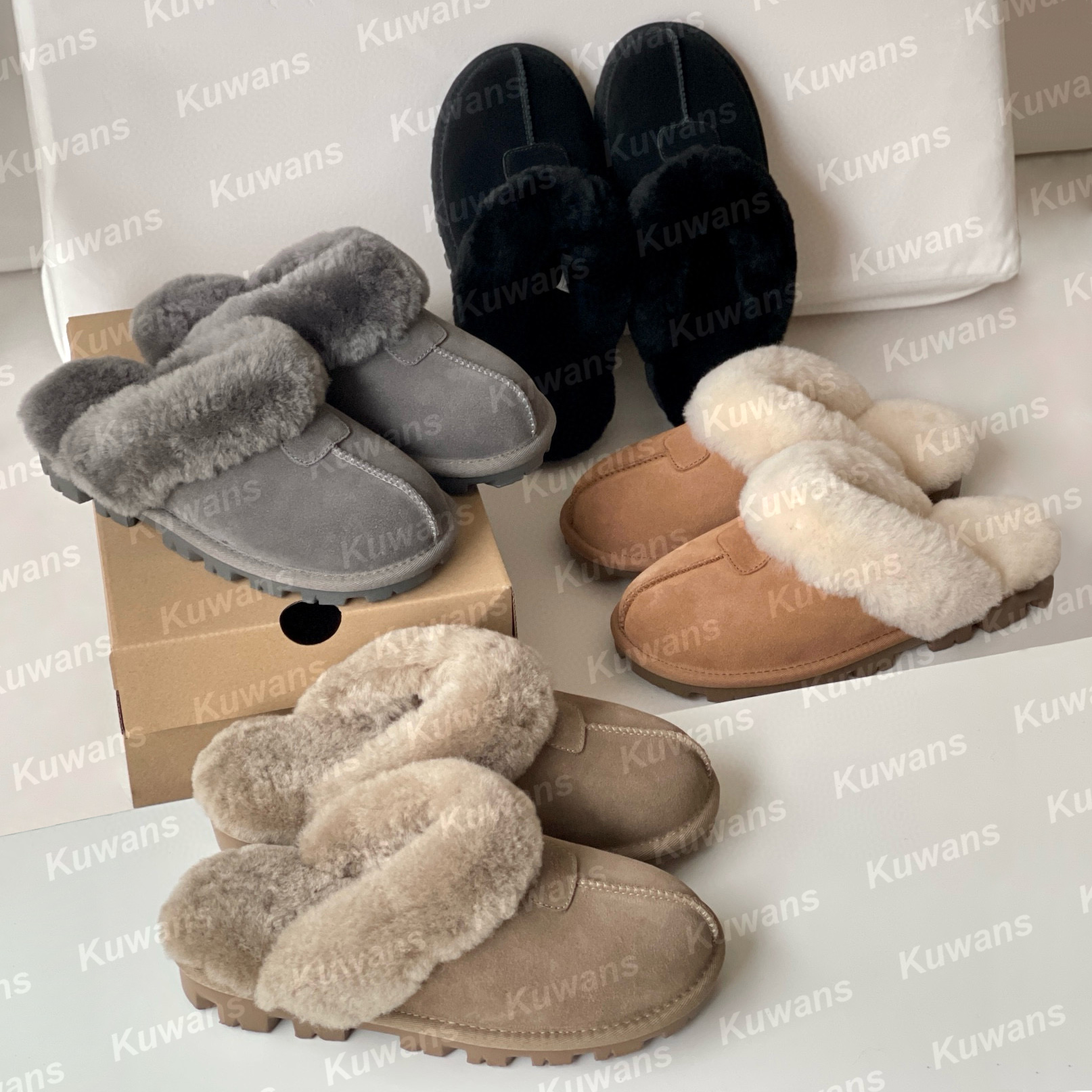 Coquette Designer Tasman Slippers Chestnut Fur Slides Sheepskin Shearling Tazz Mules Women Men Ultra Mini Platform Boots Suede Fall Winter size 35-46
