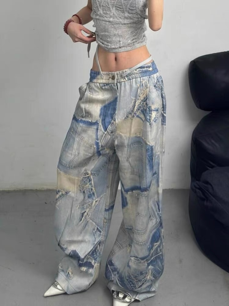 designer women jeans brand clothing ladies fashion Gradient color high waist wide leg jeans and trousers Dec 25