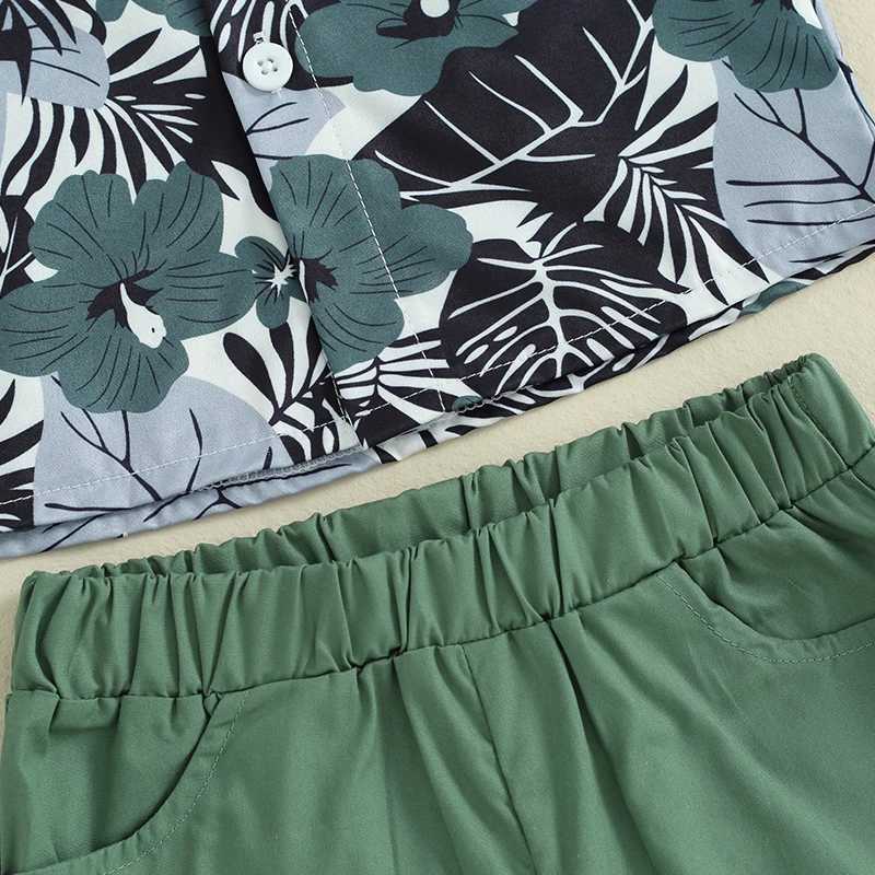 Clothing Sets 0-4Y Boys Clothing Sets Summer Short Sleeve Flower Print Tops + Shorts + Hat Kids Clothes Casual Clothing Sets for Children