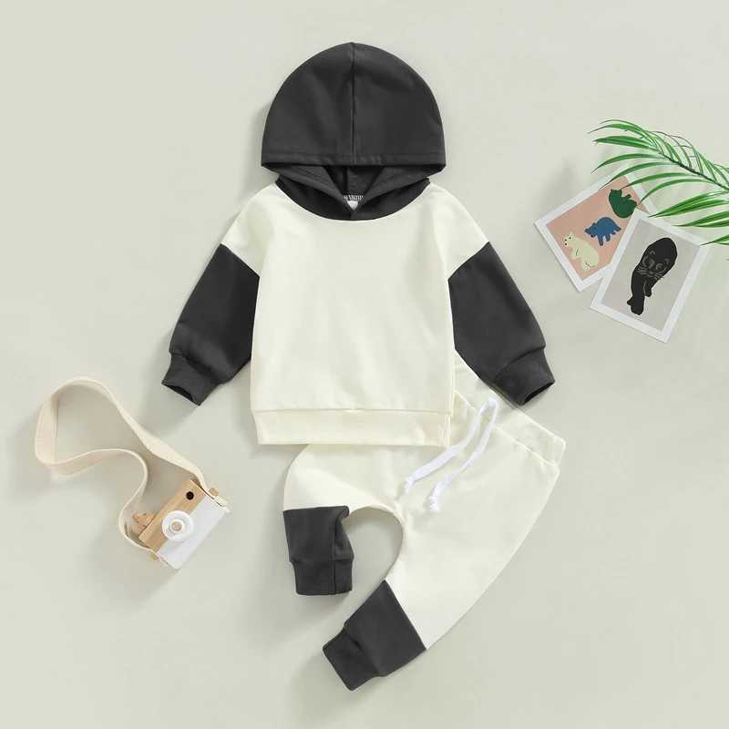 Clothing Sets Toddler Baby Boys 2pcs Tracksuit Contrast Colors Long Sleeve Pullover Hoodie Sweatshirt and Elastic Pants Suit