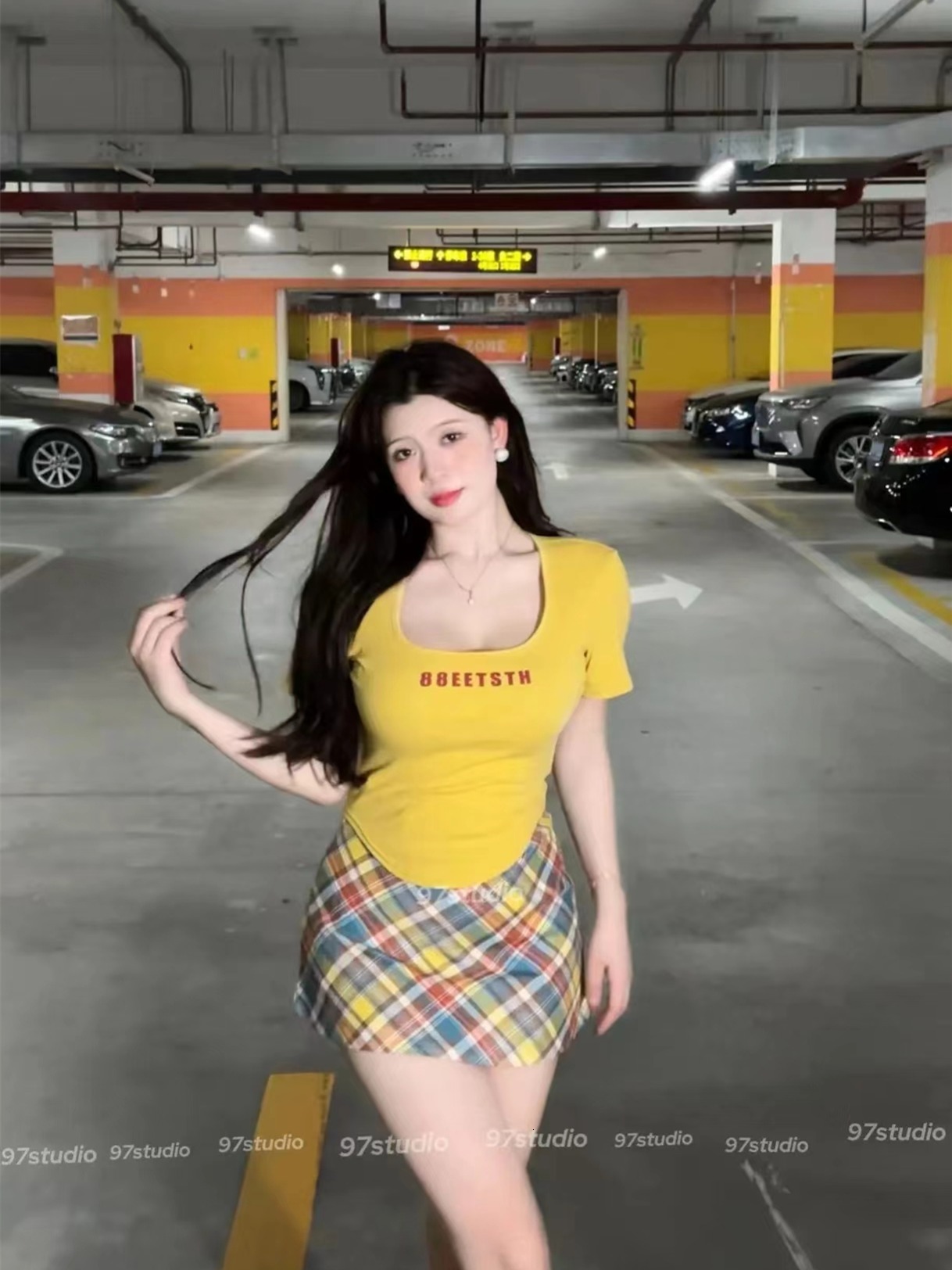 Fat MM2024 plus size women's clothing American style big collar shoulder short sleeved T-shirt INS spicy girl elastic slimming top