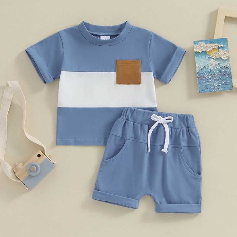 Clothing Sets Toddler Summer Boy Outfits Cotton Short Sleeve Contrast Color T-shirt Shorts Clothes For Children Casual Clothes Set