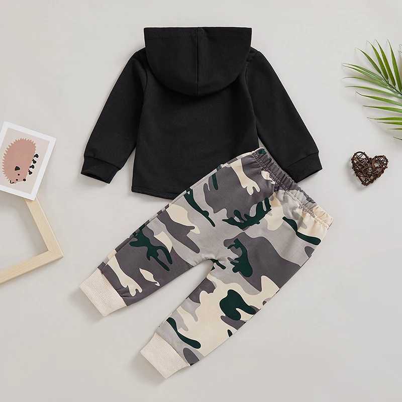 Clothing Sets 2022-12-12 Lioraitiin 0-3Years Baby Boys Tracksuit Outfits Long Sleeve Hooded Sweatshirt Elastic Camouflage Pants Suit