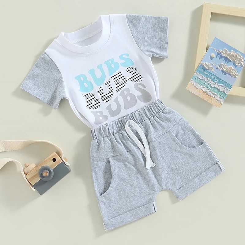 Clothing Sets 2023-02-16 Lioraitiin 0-3years Infant Boys Summer Outfits Contrast Letter Print Crew Neck Short Sleeve T-Shirts Solid Shorts
