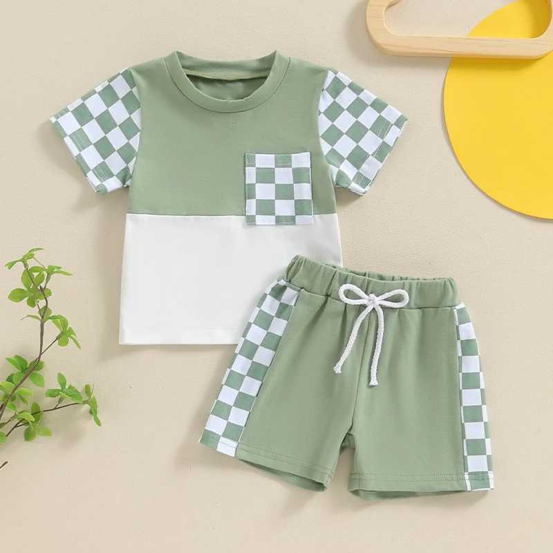 Clothing Sets 0-3Y Toddler Infant Baby Boy Clothes Sets Casual Short Sleeve Checkerboard Print T-shirt Shorts Summer Outfits Clothing