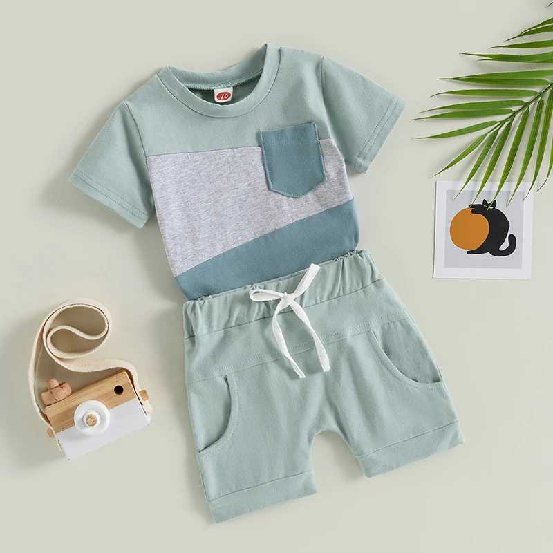 Clothing Sets 2023-03-07 Lioraitiin 0-3Years Baby Boys 2Pcs Summer Shorts Set Short Sleeve Contrast Color T-shirt Shorts Summer Outfit